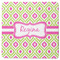 Ogee Ikat Square Rubber Backed Coaster (Personalized)