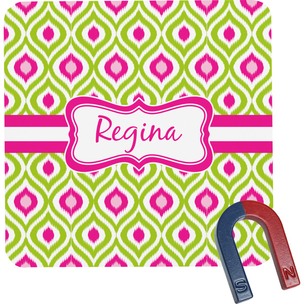 Custom Ogee Ikat Square Fridge Magnet (Personalized)