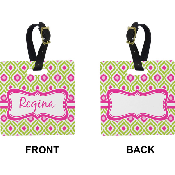 Ogee Ikat Square Luggage Tag (Front + Back)