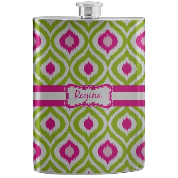 Custom Ogee Ikat Stainless Steel Flask (Personalized)
