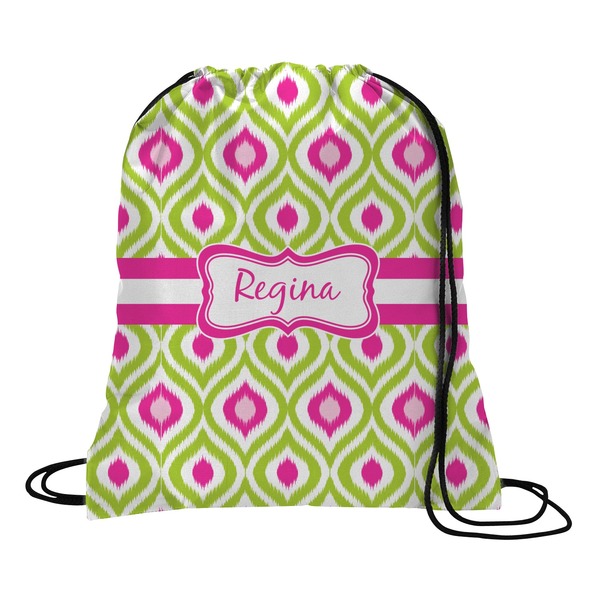 Custom Ogee Ikat Drawstring Backpack - Large (Personalized)