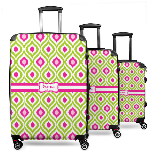Custom Ogee Ikat 3 Piece Luggage Set - 20" Carry On, 24" Medium Checked, 28" Large Checked (Personalized)