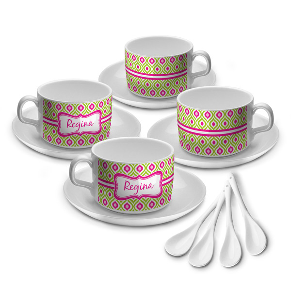 Custom Ogee Ikat Tea Cup - Set of 4 (Personalized)