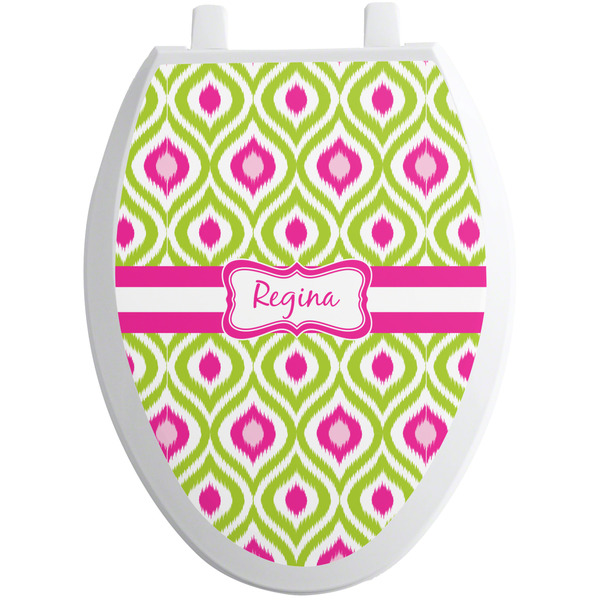 Ogee Ikat Toilet Seat Decal (Personalized)