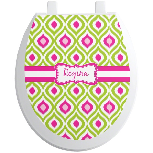 Custom Ogee Ikat Toilet Seat Decal - Round (Personalized)