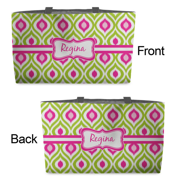 Ogee Ikat Tote w/Black Handles - Front & Back Views