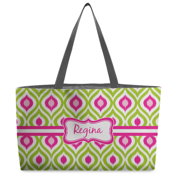 Custom Ogee Ikat Beach Totes Bag - w/ Black Handles (Personalized)