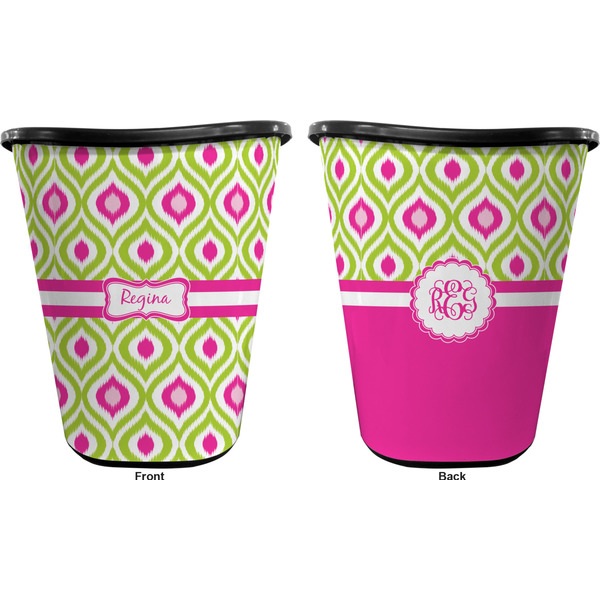 Ogee Ikat Trash Can Black - Front and Back - Apvl