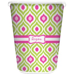 Ogee Ikat Waste Basket - Double Sided (White) (Personalized)