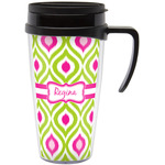 Ogee Ikat Acrylic Travel Mug with Handle (Personalized)