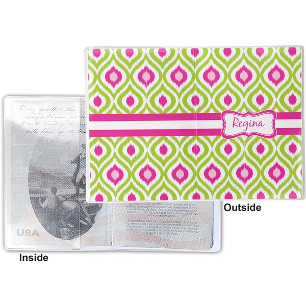 Ogee Ikat Vinyl Passport Holder - Flat Front and Back