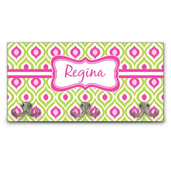 Custom Ogee Ikat Wall Mounted Coat Rack (Personalized)
