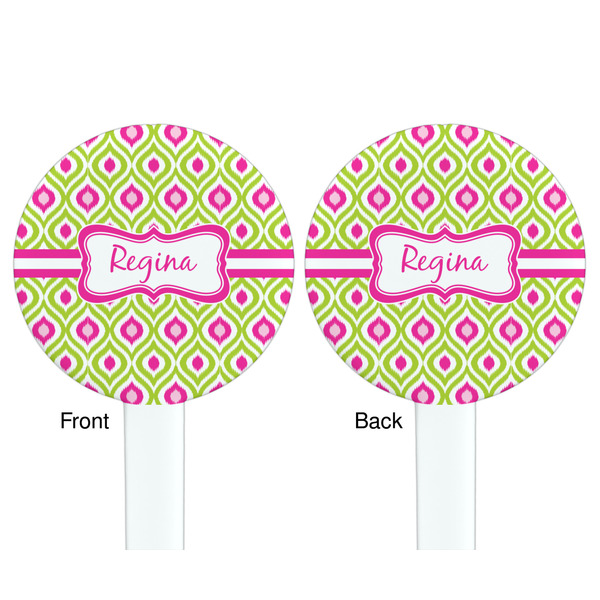 Ogee Ikat White Plastic 7" Stir Stick - Double Sided - Round - Front & Back
