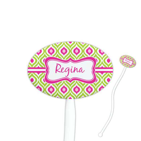 Custom Ogee Ikat Oval Plastic Stir Sticks (Personalized)