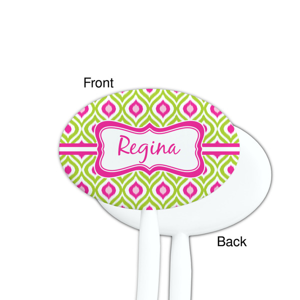 Ogee Ikat White Plastic 7" Stir Stick - Single Sided - Oval - Front & Back