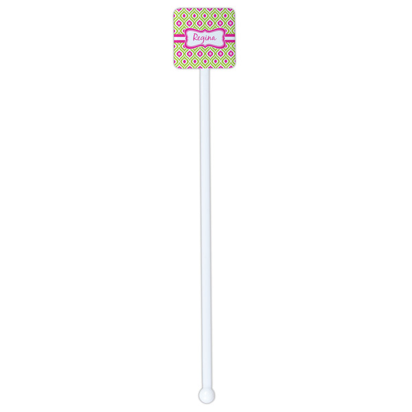 Ogee Ikat White Plastic Stir Stick - Double Sided - Square - Single Stick