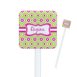 Ogee Ikat Square Plastic Stir Sticks (Personalized)