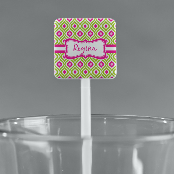 Ogee Ikat White Plastic Stir Stick - Square - Main