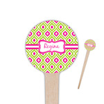 Ogee Ikat 4" Round Wooden Food Picks - Single Sided (Personalized)