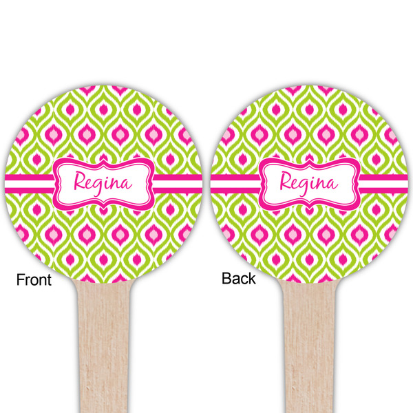 Ogee Ikat Wooden 4" Food Pick - Round - Double Sided - Front & Back