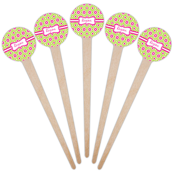 Ogee Ikat Wooden 4" Food Pick - Round - Fan View