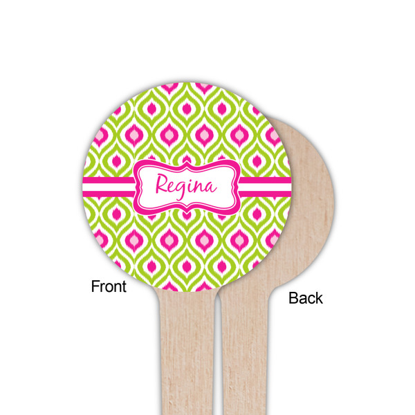 Ogee Ikat Wooden 4" Food Pick - Round - Single Sided - Front & Back