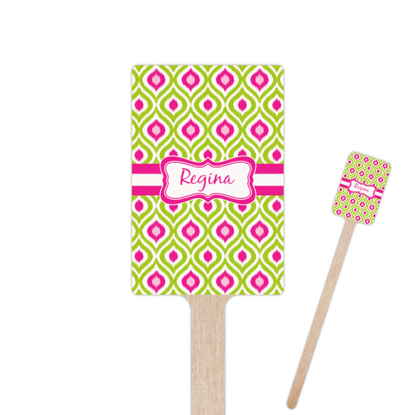 Custom Ogee Ikat 6.25" Rectangle Wooden Stir Sticks - Double Sided (Personalized)