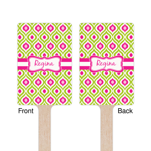 Ogee Ikat Wooden 6.25" Stir Stick - Rectangular - Double Sided - Front & Back