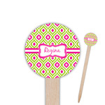 Ogee Ikat Round Wooden Food Picks (Personalized)
