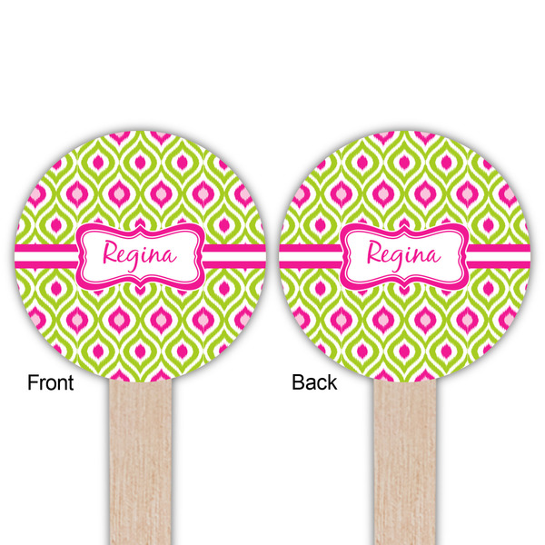 Ogee Ikat Wooden 6" Food Pick - Round - Double Sided - Front & Back