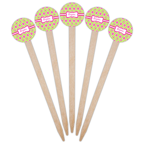 Ogee Ikat Wooden 6" Food Pick - Round - Fan View