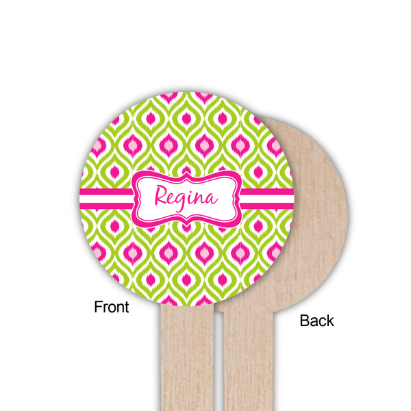 Ogee Ikat Wooden 6" Food Pick - Round - Single Sided - Front & Back