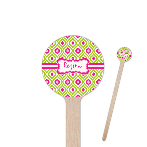 Custom Ogee Ikat 6" Round Wooden Stir Sticks - Double Sided (Personalized)