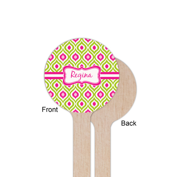 Ogee Ikat Wooden 6" Stir Stick - Round - Single Sided - Front & Back