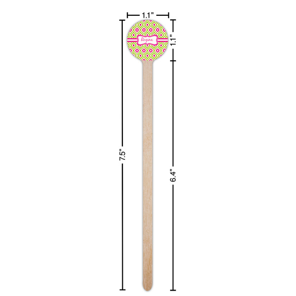 Ogee Ikat Wooden 7.5" Stir Stick - Round - Dimensions