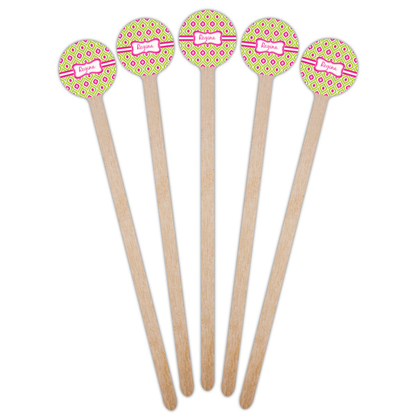 Ogee Ikat Wooden 7.5" Stir Stick - Round - Fan View