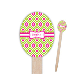 Ogee Ikat Oval Wooden Food Picks - Single Sided (Personalized)