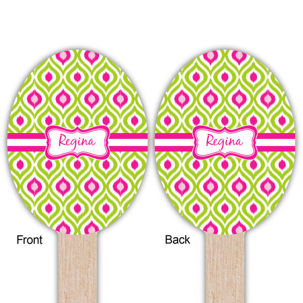 Ogee Ikat Wooden Food Pick - Oval - Double Sided - Front & Back
