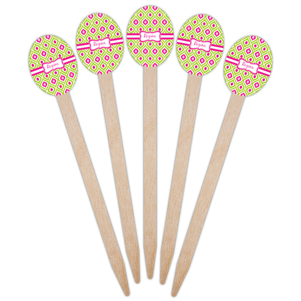 Ogee Ikat Wooden Food Pick - Oval - Fan View