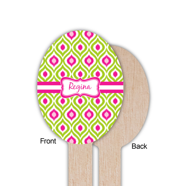 Ogee Ikat Wooden Food Pick - Oval - Single Sided - Front & Back
