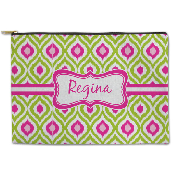 Custom Ogee Ikat Zipper Pouch - Large - 12.5"x8.5" (Personalized)