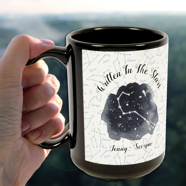 Zodiac Constellations 15oz. Black Mug - LIFESTYLE