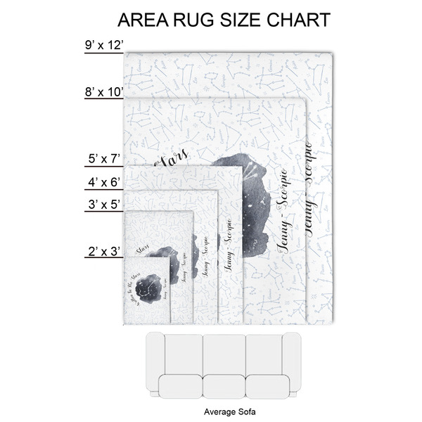 Zodiac Constellations 2'x3' Indoor Area Rugs - Size Chart