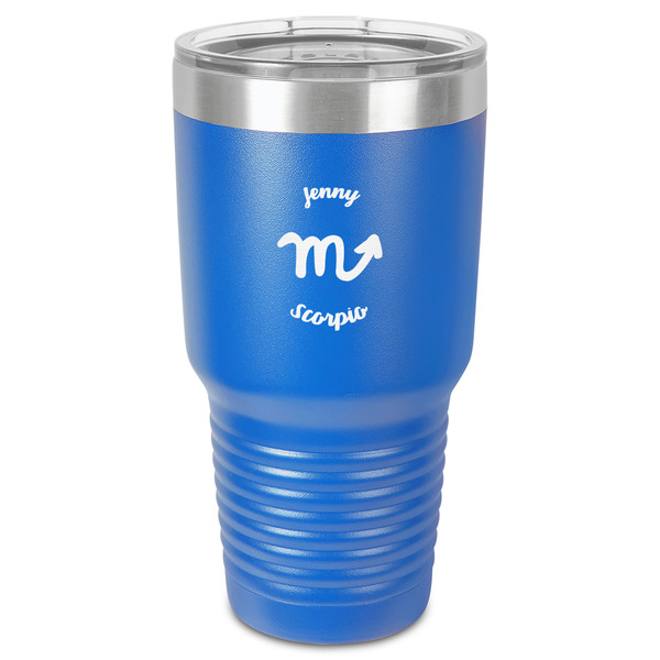 Custom Zodiac Constellations 30 oz Stainless Steel Tumbler - Royal Blue - Single-Sided (Personalized)