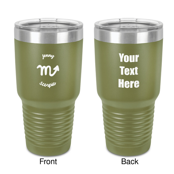 Custom Zodiac Constellations 30 oz Stainless Steel Tumbler - Olive - Double-Sided (Personalized)