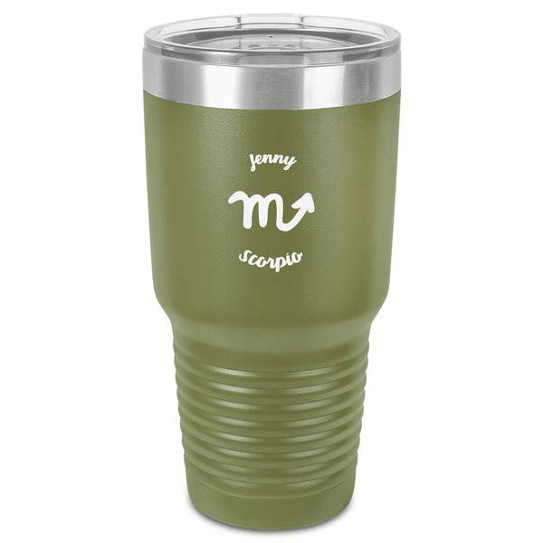 Custom Zodiac Constellations 30 oz Stainless Steel Tumbler - Olive - Single-Sided (Personalized)