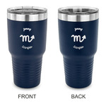 Zodiac Constellations 30 oz Stainless Steel Tumbler - Navy - Double Sided (Personalized)