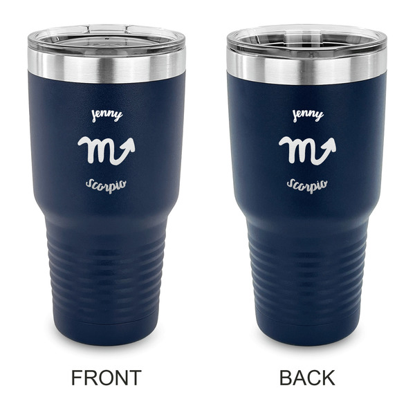 Custom Zodiac Constellations 30 oz Stainless Steel Tumbler - Navy - Double Sided (Personalized)
