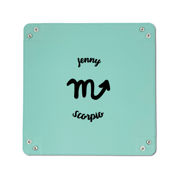 Zodiac Constellations 6" x 6" Teal Leatherette Snap Up Tray - APPROVAL