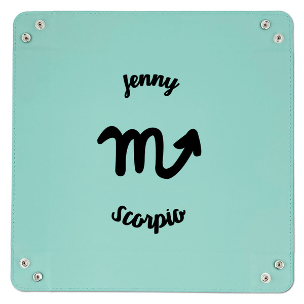 Zodiac Constellations 9" x 9" Teal Leatherette Snap Up Tray - APPROVAL